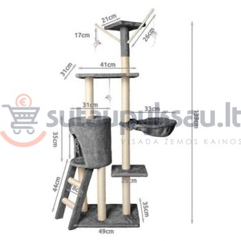 Kačių draskyklė, namelis 138cm (2 spalvos)